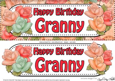 Large Dl Birthday Granny Roses Card & 3D Decoupage