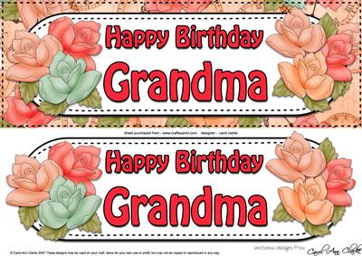 Large Dl Birthday Grandma Roses Card & 3D Decoupage