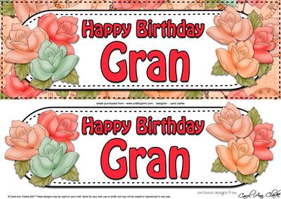 Large Dl Birthday Gran Roses Card & 3D Decoupage