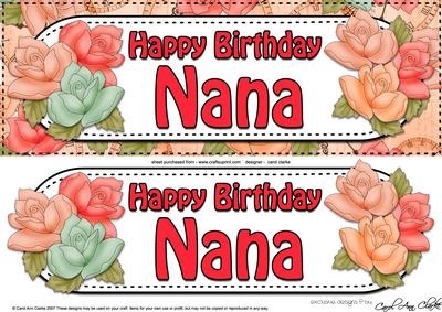 Large Dl Birthday Nana Roses Card & 3D Decoupage