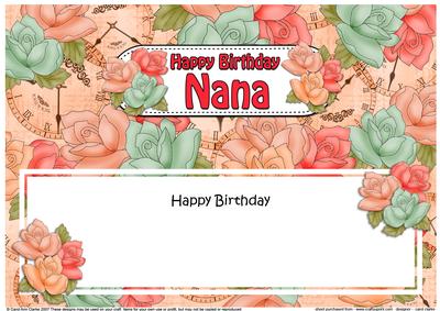 Birthday Nana Roses Matching Large Dl Insert