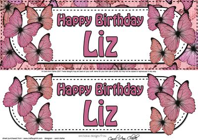 Large Dl Birthday Liz Butterflies Card & 3D Decoupage