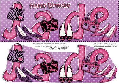 Large Dl Birthday Jade Shoes & Handbags Card & 3D Decoupage