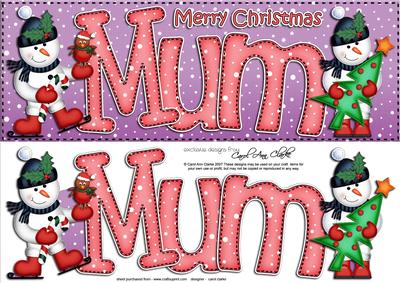 Large Dl Xmas Mum Snowmen Quick Card 3D Decoupage