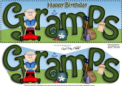 Large Dl Birthday Gramps Gardening 3D Decoupage