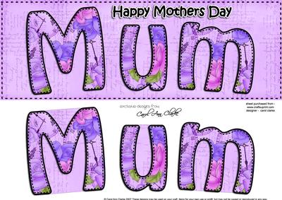 Large Dl Mothers Day Mum Roses Card & 3D Decoupage