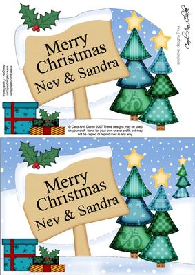 Xmas Personalised Nev & Sandra A5 Quick Card 3D Decoupage