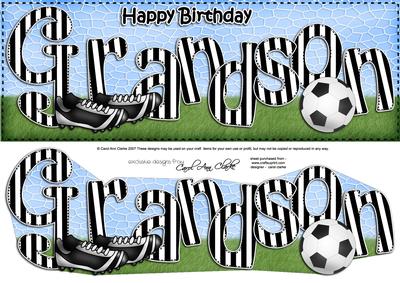 Large Dl Birthday Grandson Football Card & 3D Decoupage