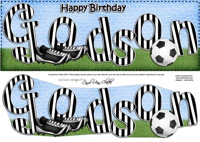 Large Dl Birthday Godson Football Card & 3D Decoupage