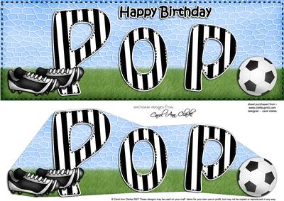 Large Dl Birthday Pop Football Card & 3D Decoupage