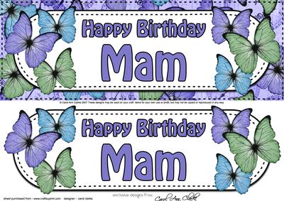 Large Dl Birthday Mam Butterflies Card & 3D Decoupage