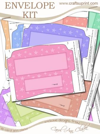 10 Mini Dl (80 x 215mm) Pastel Stars Envelope Kit