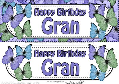 Large Dl Birthday Gran Butterflies Card & 3D Decoupage