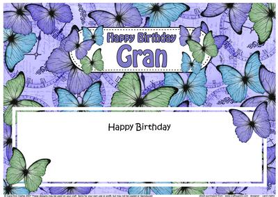 Happy Birthday Gran Butterflies Matching Large Dl Insert