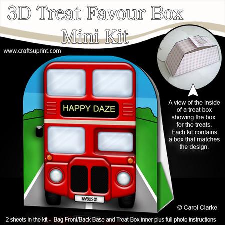 3D Transport Big Red Bus Treat or Favour Box Mini Kit