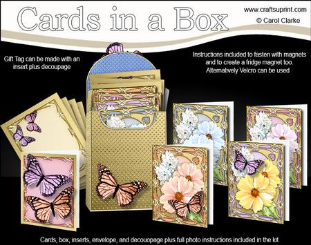 Pretty Pastel Flowers Cards in a Box & Fridge Magnet