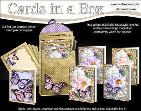 Flowers & Butterflies Cards in a Box & Fridge Magnet