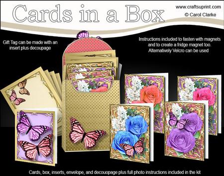 Butterflies & Roses Cards in a Box & Fridge Magnet