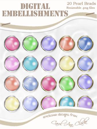 'pearl Brads' Digital Embellishments