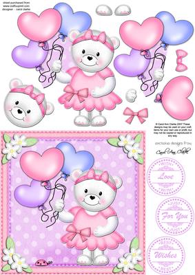 Teddy Tess's Balloons Quick Card N 3D Decoupage