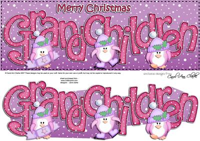 Xmas Large Dl Grandchildren Quick Card N 3D Decoupage