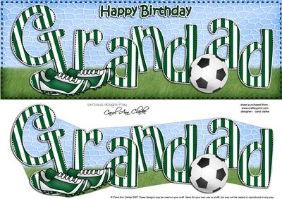 Large Dl Birthday Grandad Football Card & 3D Decoupage