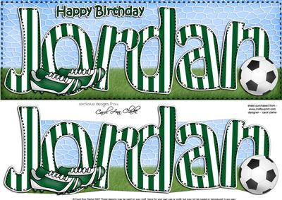 Large Dl Birthday Jordan Football Card & 3D Decoupage