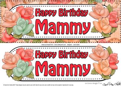 Large Dl Birthday Mammy Roses Quick Card & 3D Decoupage