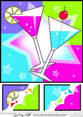 8 x 8 Let's Celebrate Cocktails Scalloped Corner Topper