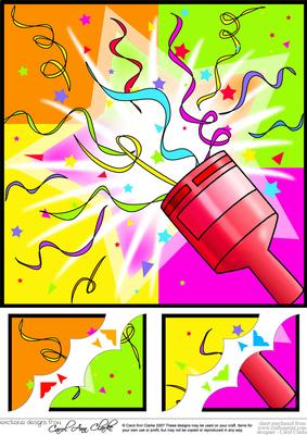 8 x 8 Let's Celebrate Party Poppers Scalloped Corner Topper