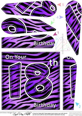 Fun Zebra Striped 18th Birthday Fan Pyramage Topper