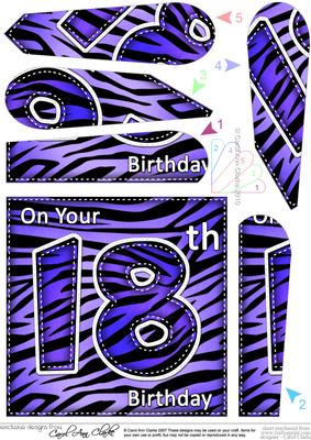 Fun Zebra Striped 18th Birthday Fan Pyramage Topper