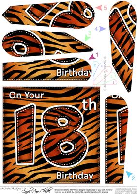 Fun Zebra Striped 18th Birthday Fan Pyramage Topper