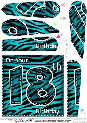 Fun Zebra Striped 18th Birthday Fan Pyramage Topper