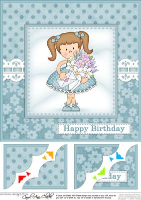 8 x 8 Girlz Liz's Flowers Birthday Scalloped Corner Topper