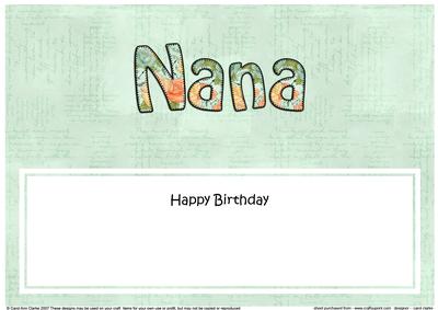 Birthday Nana Roses Matching Large Dl Insert