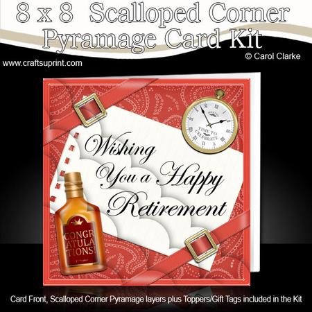 8 x 8 Retirement Pocket Watch & Whisky Scalloped Corner Kit