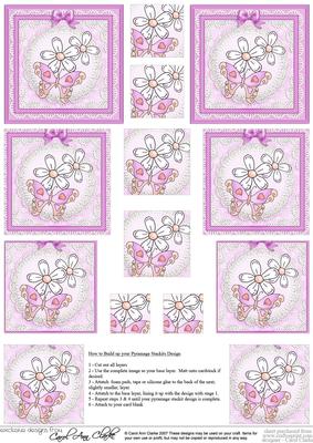 Fluttery Butterfly & Flower Pyramage Sheet