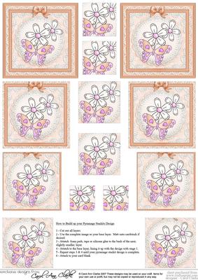 Fluttery Butterfly & Flower Pyramage Sheet