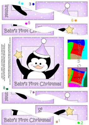 Babys 1st Christmas Penguin Wavy Spiral Side Stacker