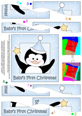 Babys 1st Christmas Penguin Wavy Spiral Side Stacker