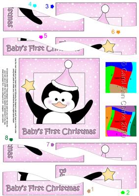 Babys 1st Christmas Penguin Wavy Spiral Side Stacker