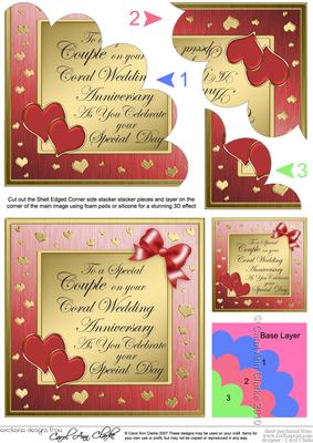 Elegant Hearts Coral Wedding Anniversary Shell Stacker