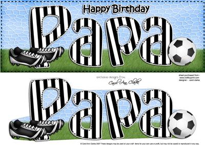 Large Dl Birthday Papa Football Card & 3D Decoupage