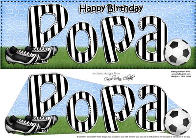 Large Dl Birthday Popa Football Card & 3D Decoupage
