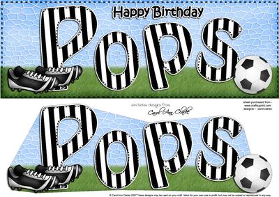Large Dl Birthday Pops Football Card & 3D Decoupage