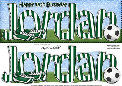 Large Dl 18th Birthday Jordan Football Card & 3D Decoupage