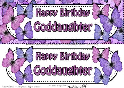 Large Dl Birthday Goddaughter Butterflies Card 3D Decoupage