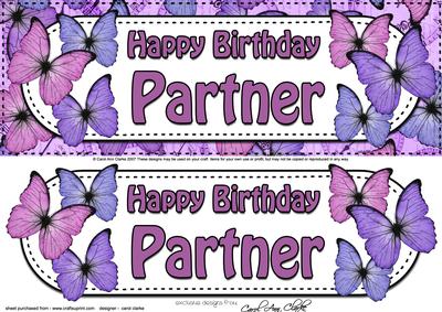 Large Dl Birthday Partner Butterflies Card 3D Decoupage