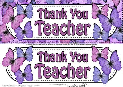 Large Dl Thank You Teacher Butterflies Card 3D Decoupage